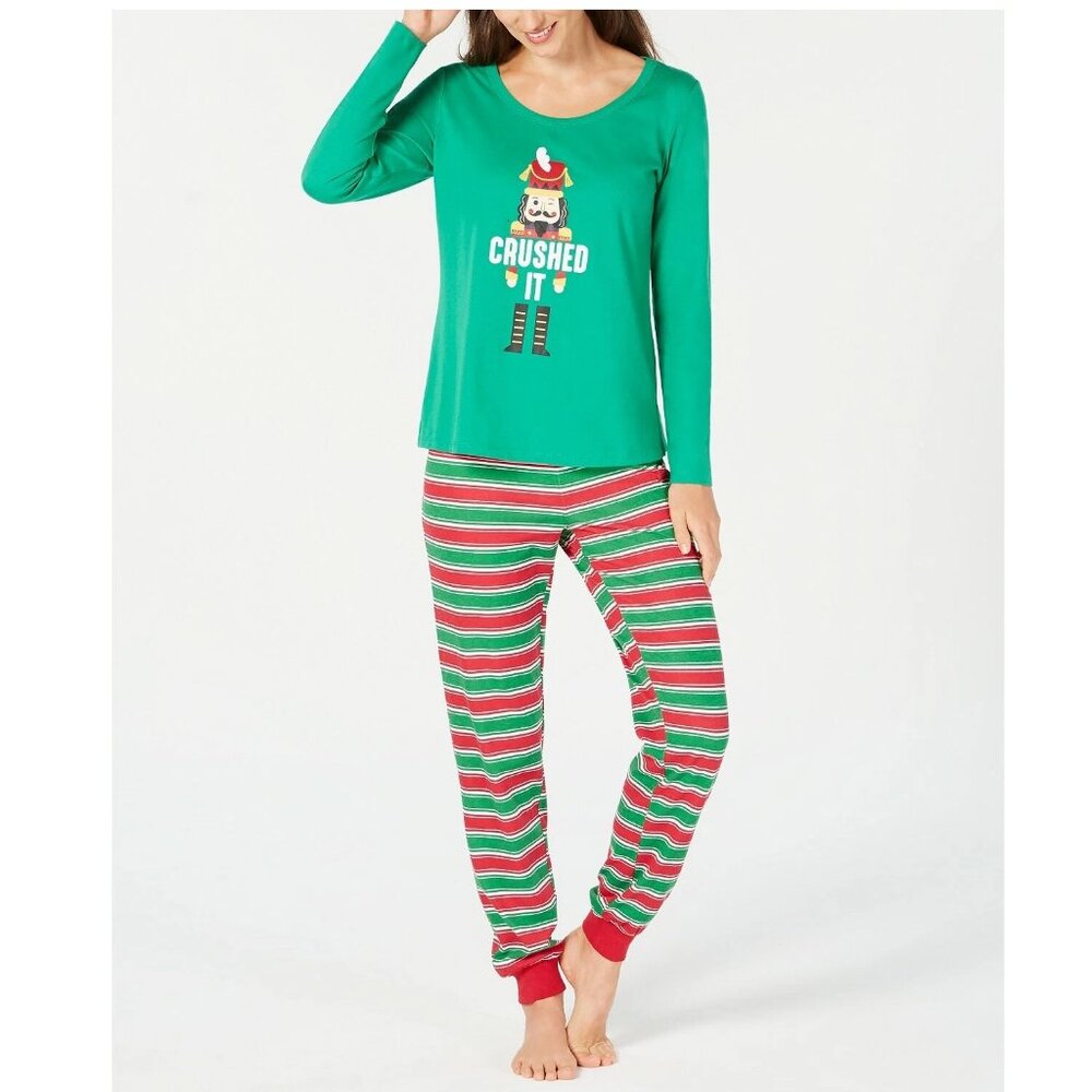 Family Pajamas Women's 2-Piece PJ Set, Crushed It Nutcracker Stripe 2XL